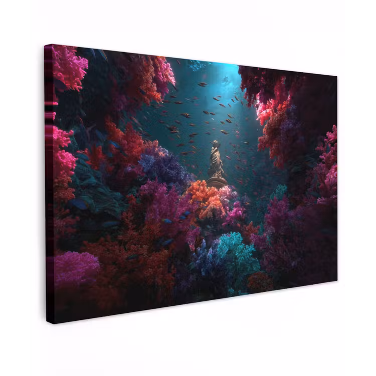 Canvas schilderij - Standbeeld - Zeebodem - Koraal - Kleurrijk — 1