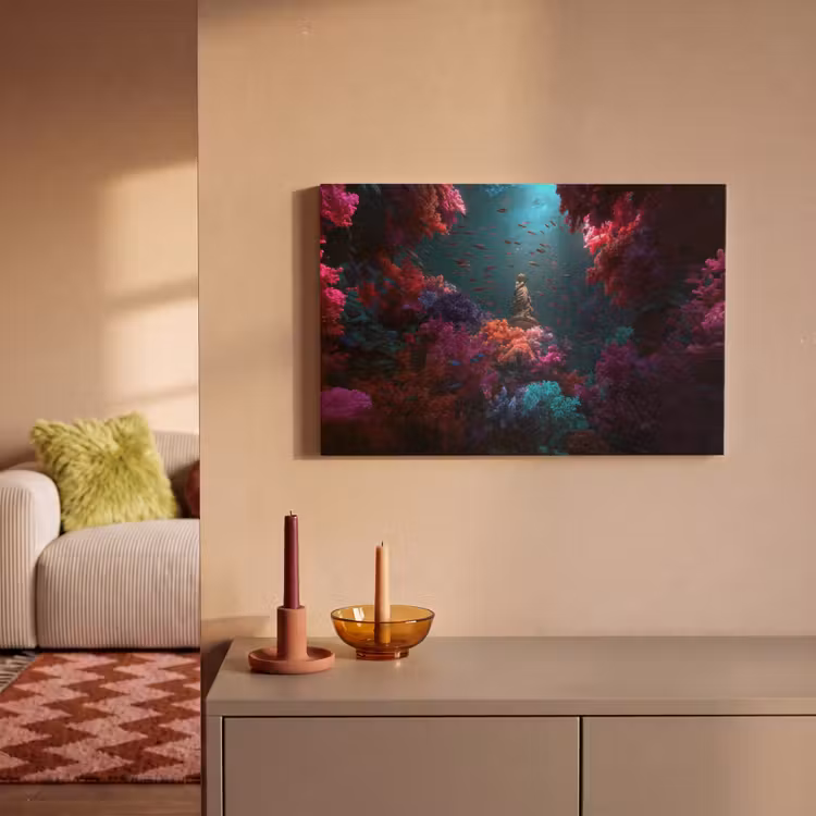 Canvas schilderij - Standbeeld - Zeebodem - Koraal - Kleurrijk — 2