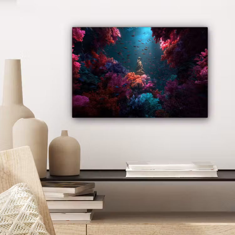 Canvas schilderij - Standbeeld - Zeebodem - Koraal - Kleurrijk — 5
