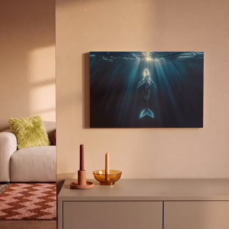 Canvas schilderij - Walvis - Water - Zonnestralen - Blauw — 2