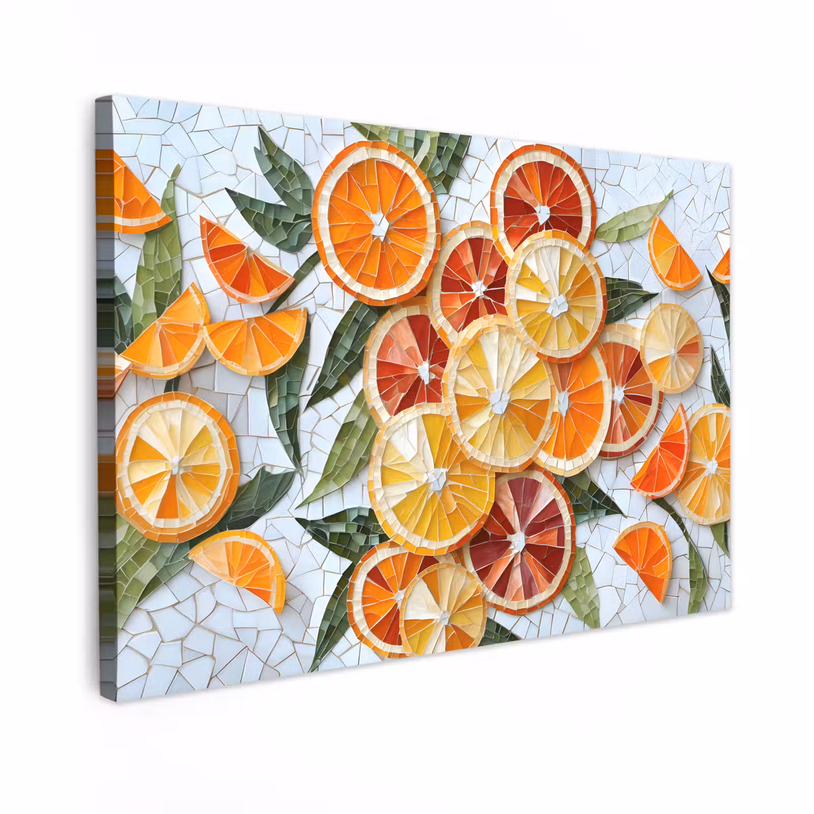 Canvas schilderij - Schijfjes - Fruit - Oranje - Mozaïek — 1