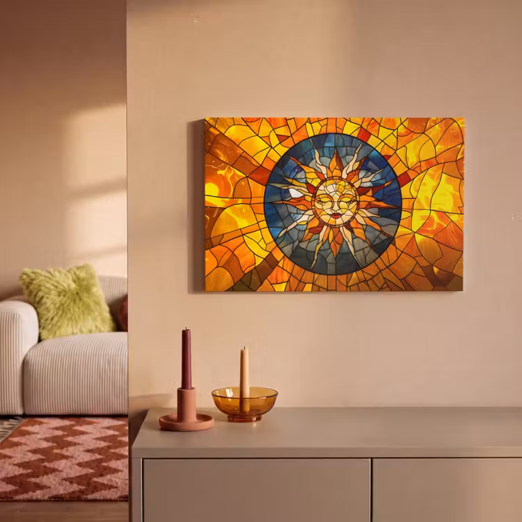 Canvas schilderij - Mozaïek - Zon - Geel - Cirkel — 2