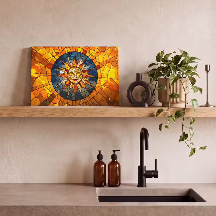 Canvas schilderij - Mozaïek - Zon - Geel - Cirkel — 3