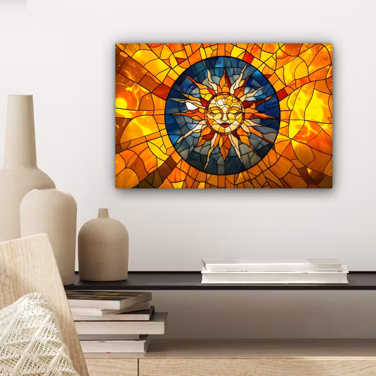Canvas schilderij - Mozaïek - Zon - Geel - Cirkel — 5