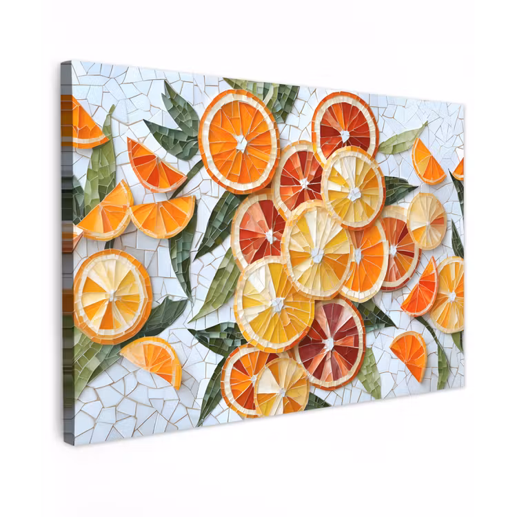 Canvas schilderij - Schijfjes - Fruit - Oranje - Mozaïek — 1