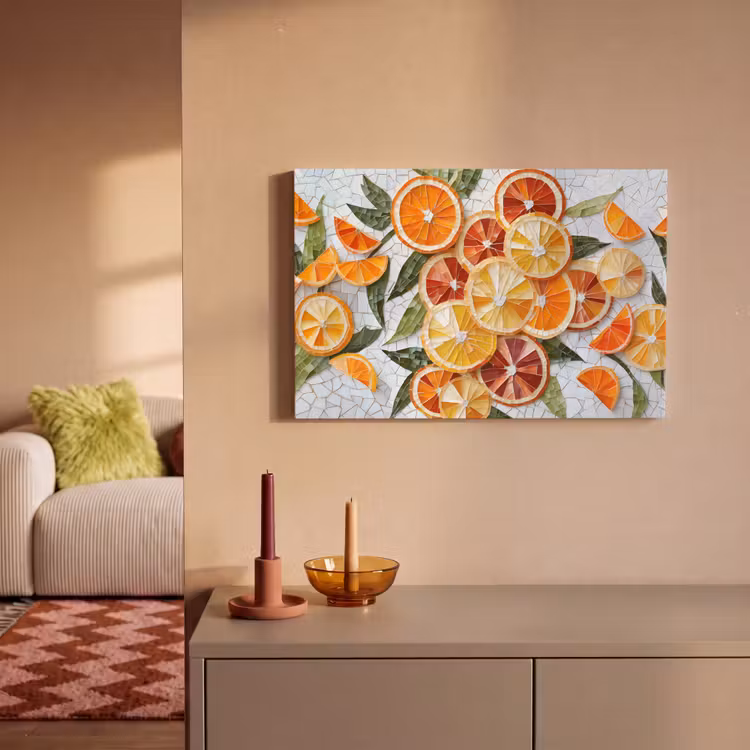 Canvas schilderij - Schijfjes - Fruit - Oranje - Mozaïek — 2