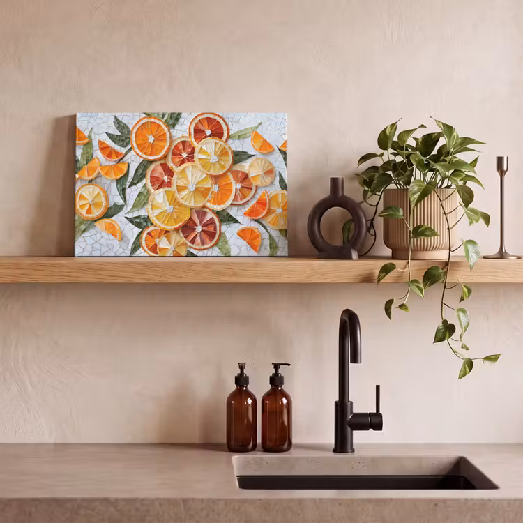Canvas schilderij - Schijfjes - Fruit - Oranje - Mozaïek — 3