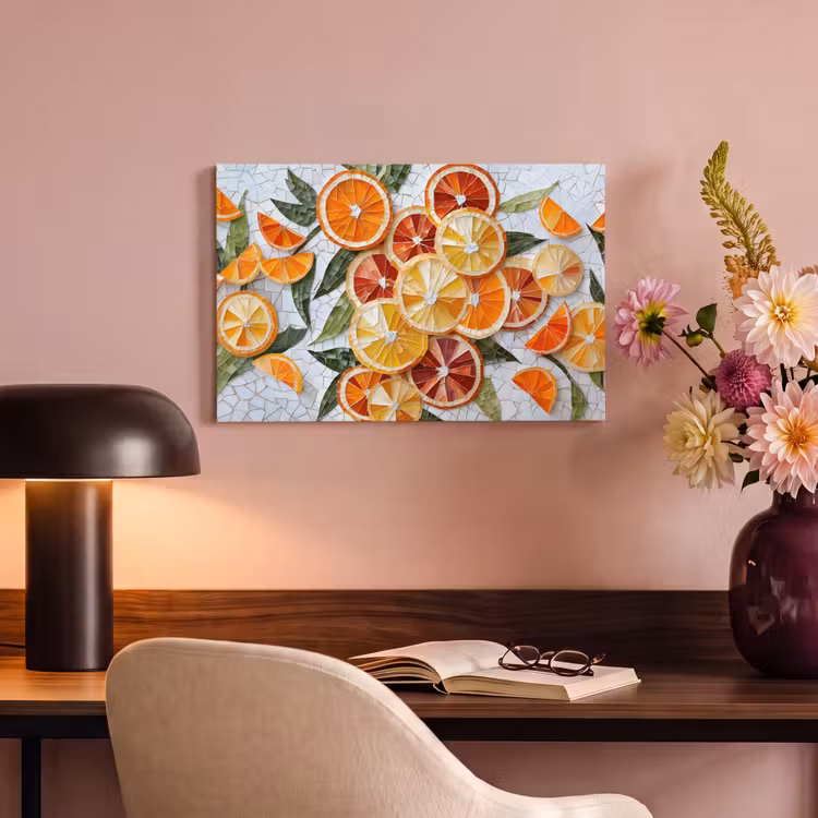 Canvas schilderij - Schijfjes - Fruit - Oranje - Mozaïek — 4