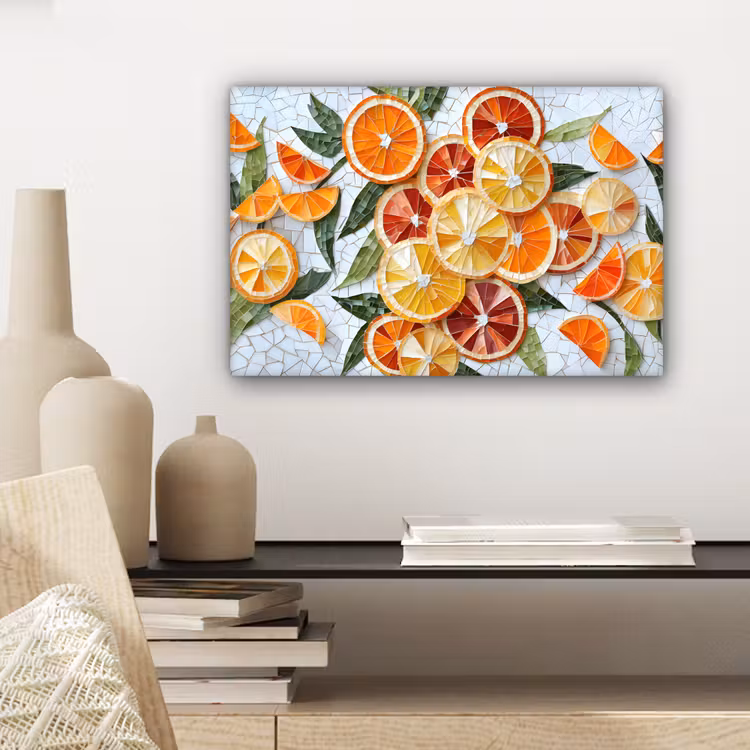 Canvas schilderij - Schijfjes - Fruit - Oranje - Mozaïek — 5