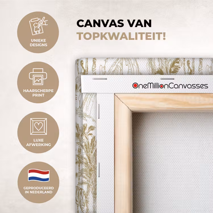 Canvas schilderij - Tijger - Oerwoud - Beige — 1