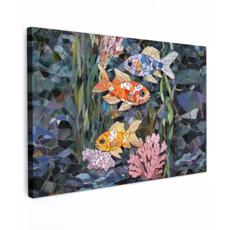 Canvas schilderij - Vissen - Koraal - Zee - Mozaïek — 1