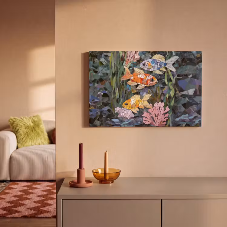 Canvas schilderij - Vissen - Koraal - Zee - Mozaïek — 2