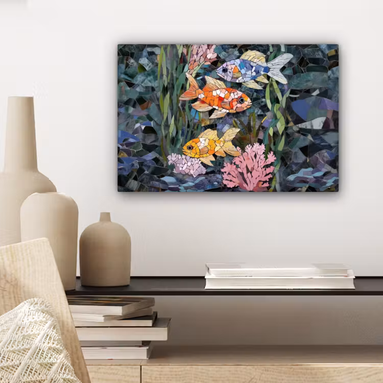 Canvas schilderij - Vissen - Koraal - Zee - Mozaïek — 5