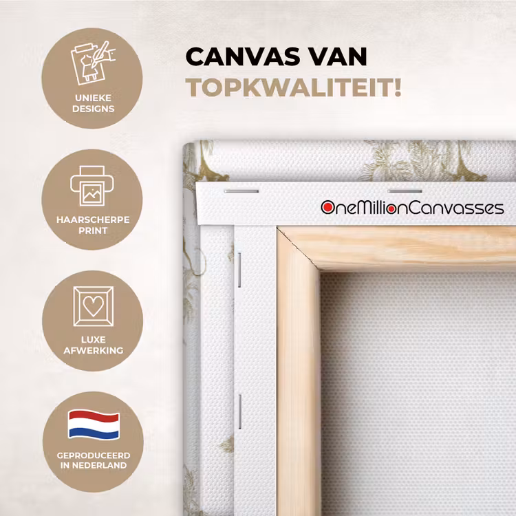 Canvas schilderij - Wit - Apen - Beige — 1