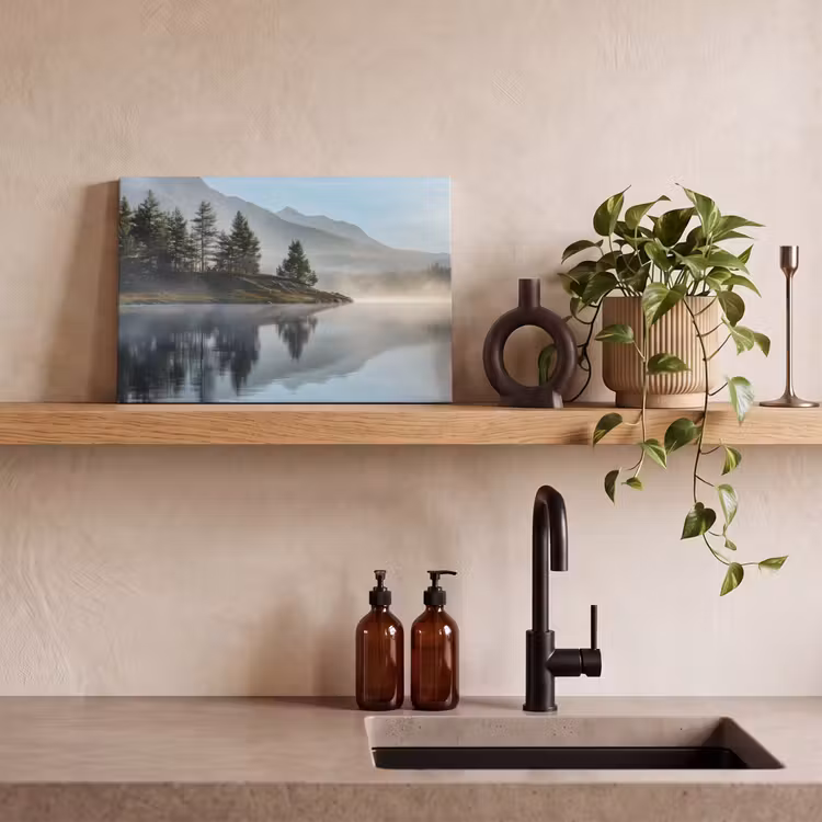 Canvas schilderij - Meer - Mist - Bergen - Landschap — 3