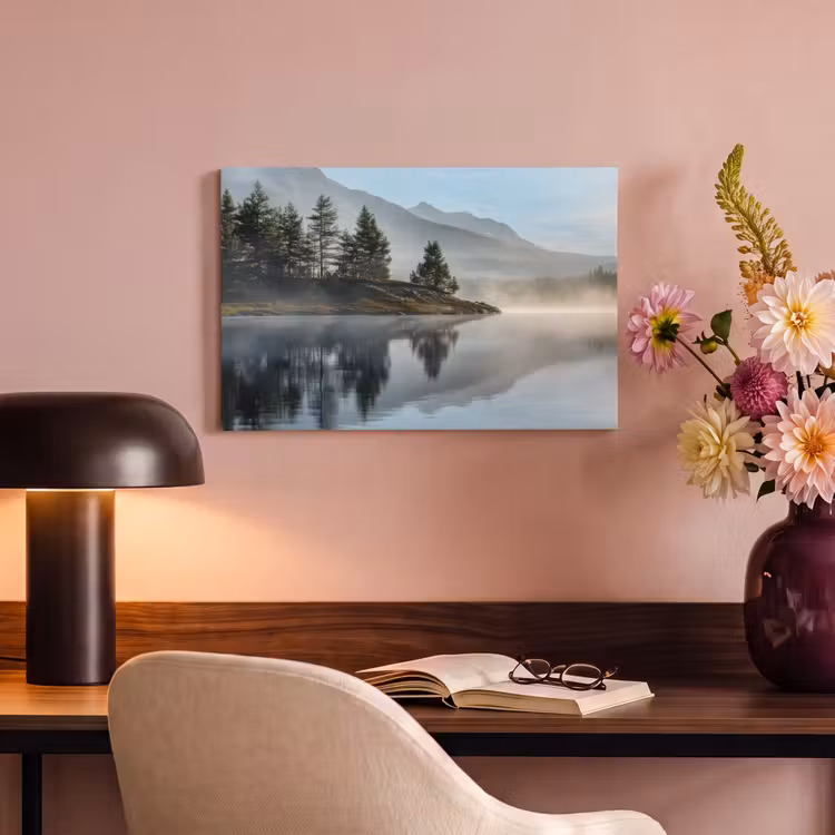 Canvas schilderij - Meer - Mist - Bergen - Landschap — 4