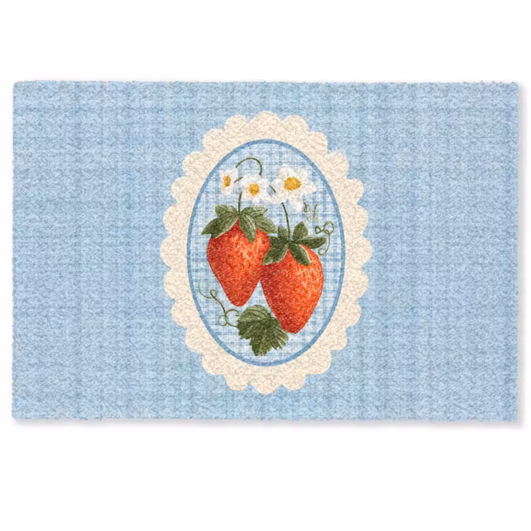 Deurmat - Aardbeien - Lijst - Rood - Geruit — 1