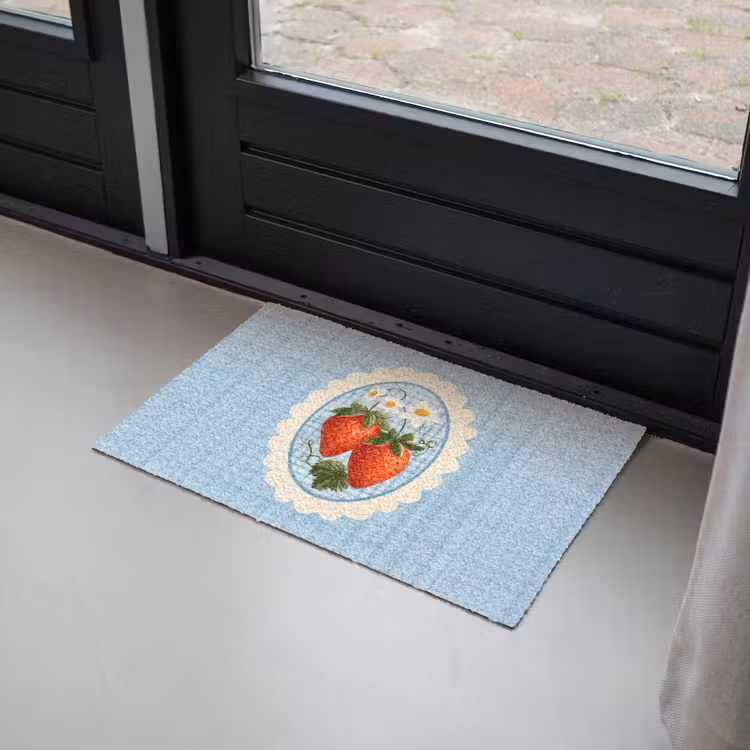 Deurmat - Aardbeien - Lijst - Rood - Geruit — 2