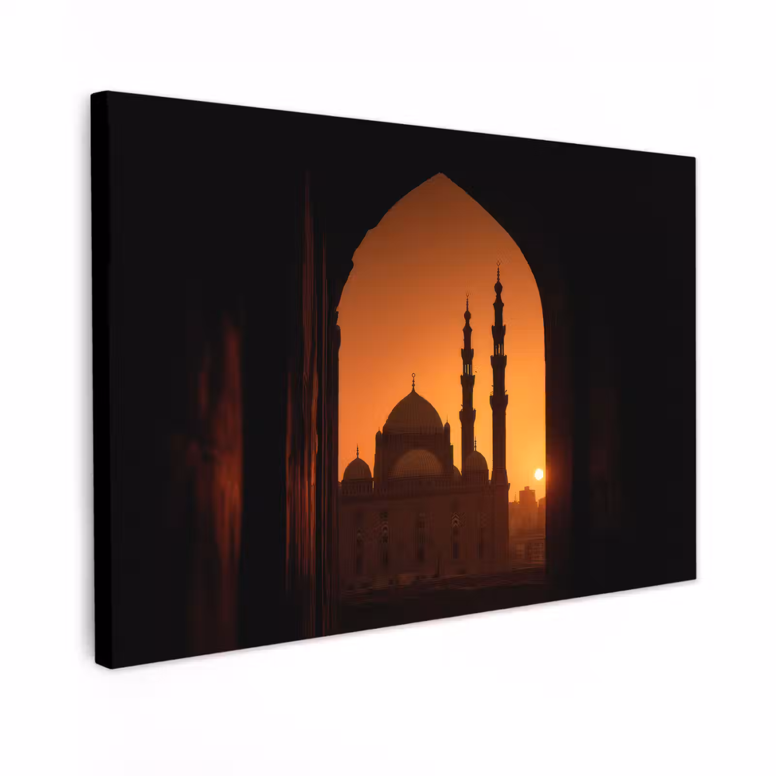 Canvas schilderij - Moskee - Oranje lucht - Islamitisch — 1