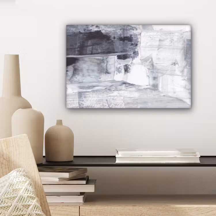 Canvas schilderij - Kunst - Verf - Wit - Zwart - Grijs — 5
