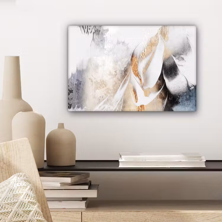 Canvas schilderij - Luxe - Abstract - Goud - Wit — 5