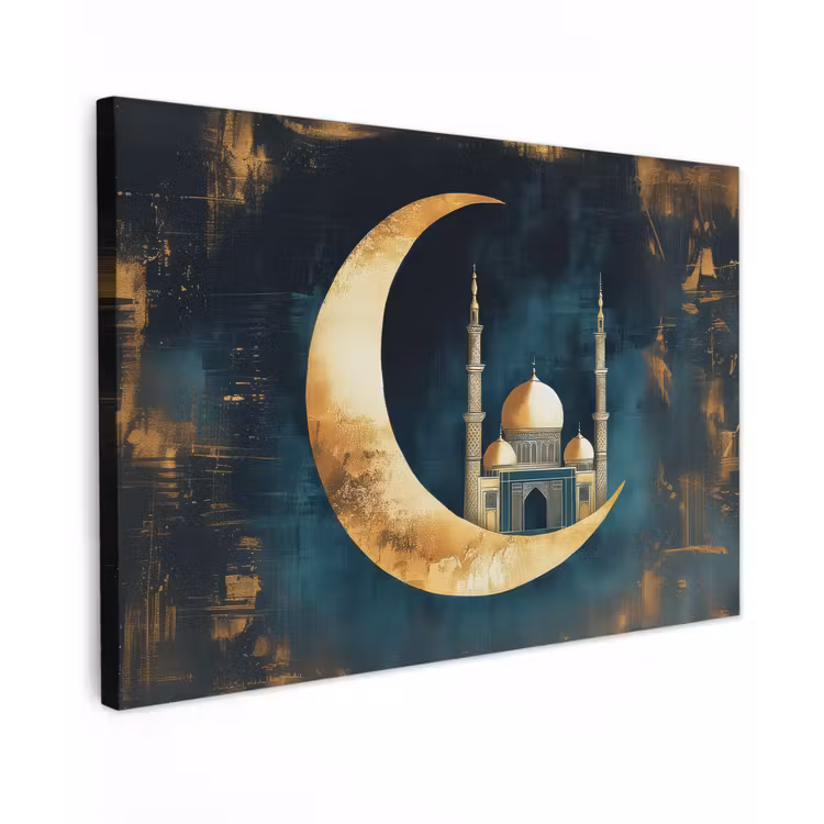Canvas schilderij - Moskee - Halve maan - Goud - Ramadan - Islamitische — 1