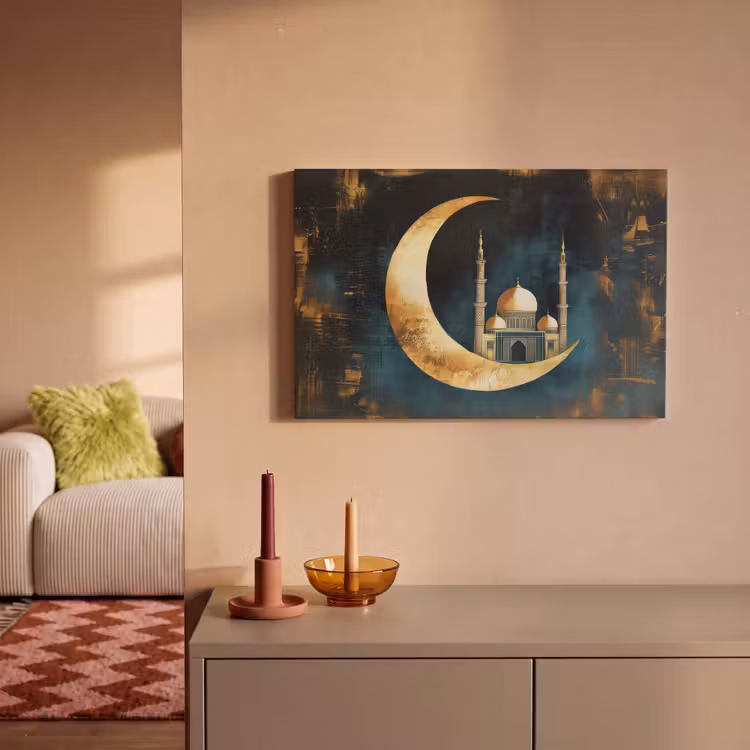 Canvas schilderij - Moskee - Halve maan - Goud - Ramadan - Islamitische — 2
