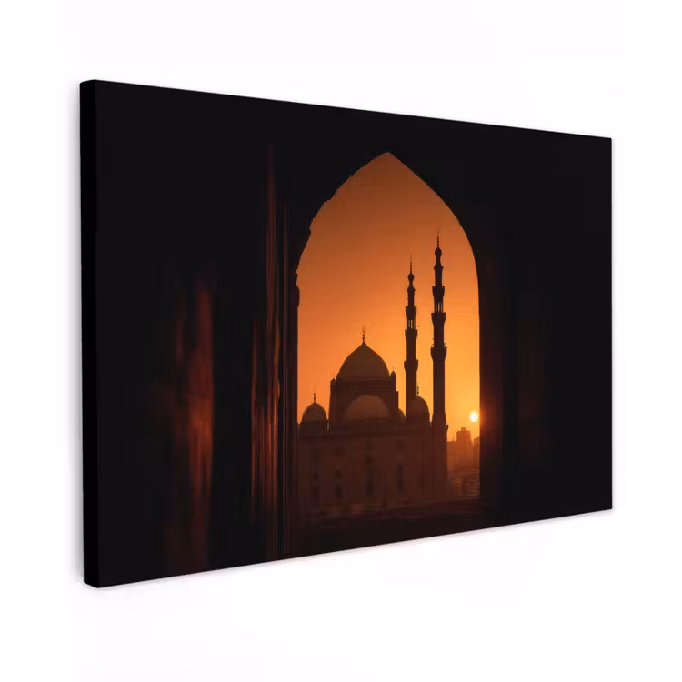Canvas schilderij - Moskee - Oranje lucht - Islamitisch — 1