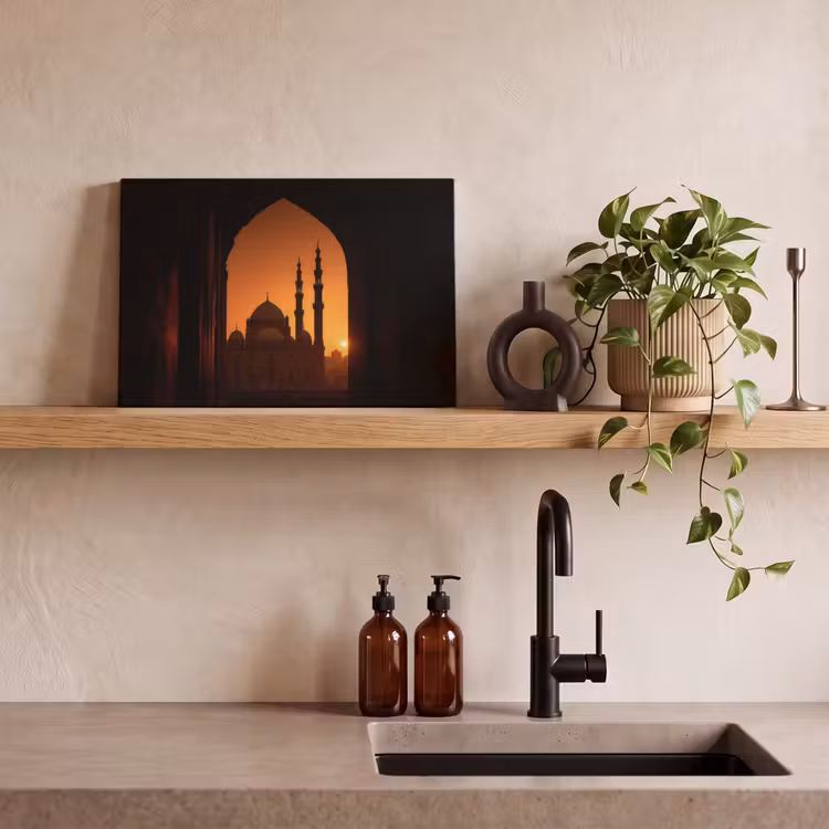 Canvas schilderij - Moskee - Oranje lucht - Islamitisch — 3