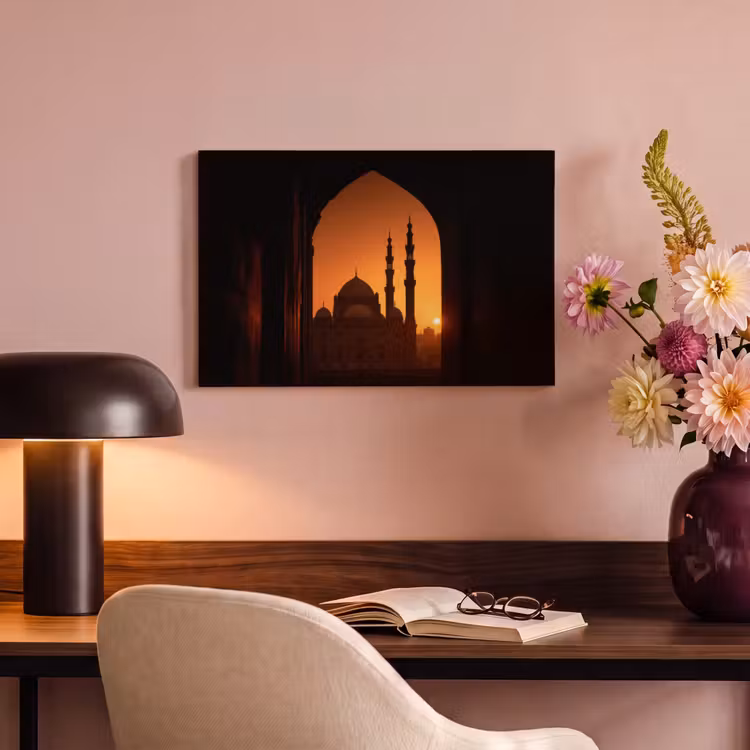 Canvas schilderij - Moskee - Oranje lucht - Islamitisch — 4