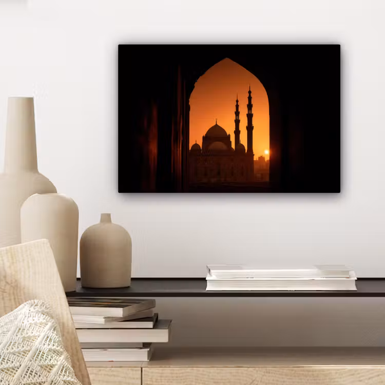 Canvas schilderij - Moskee - Oranje lucht - Islamitisch — 5