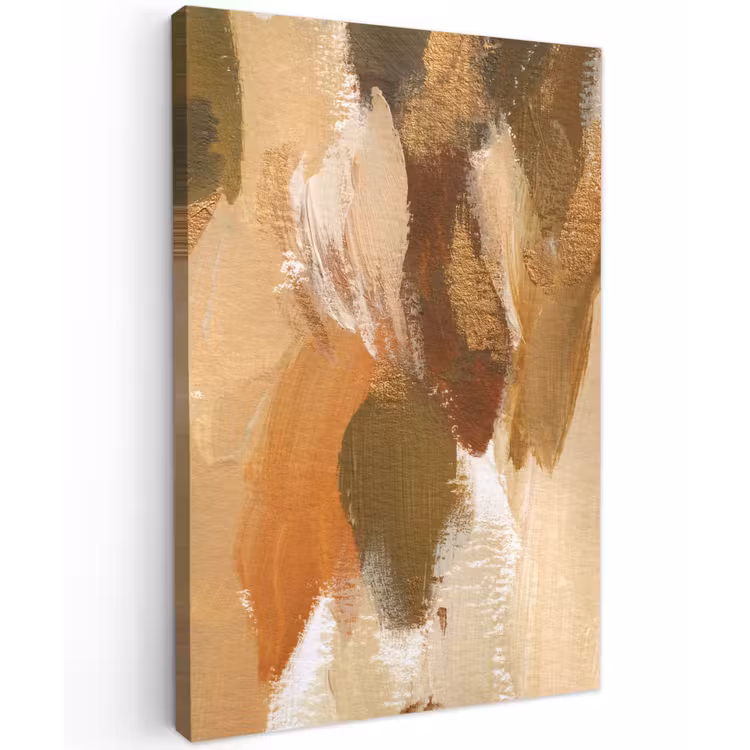 Canvas schilderij - Verf - Groen - Oranje — 1