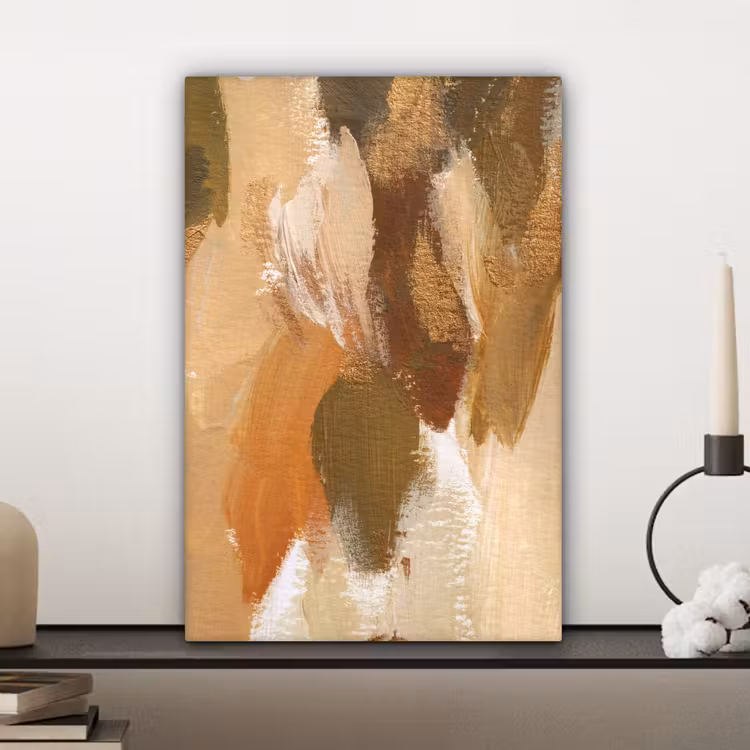 Canvas schilderij - Verf - Groen - Oranje — 5