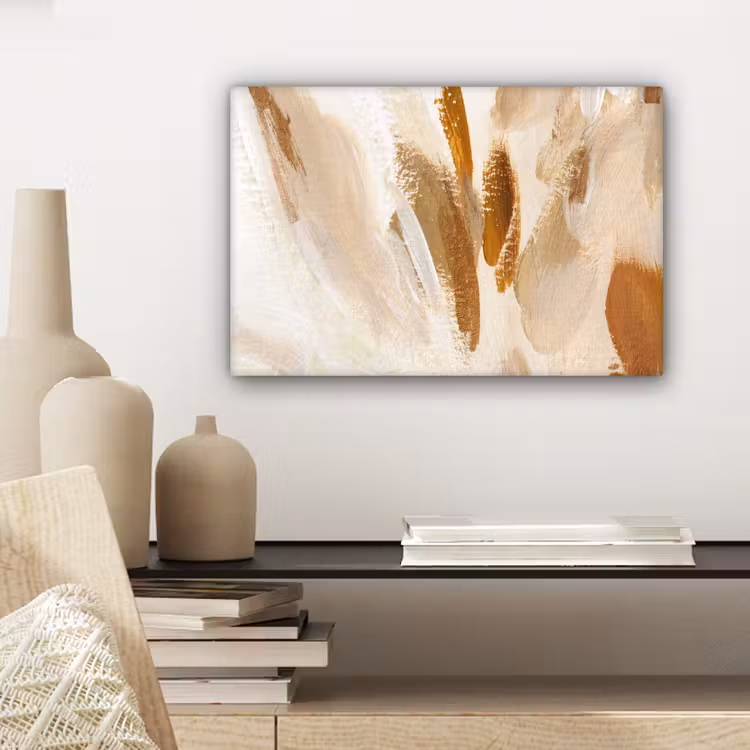 Canvas schilderij - Wit - Bruin - Abstract — 5