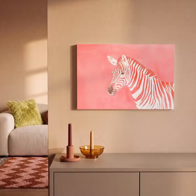 Canvas schilderij - Zebra - Pink - Verf — 2