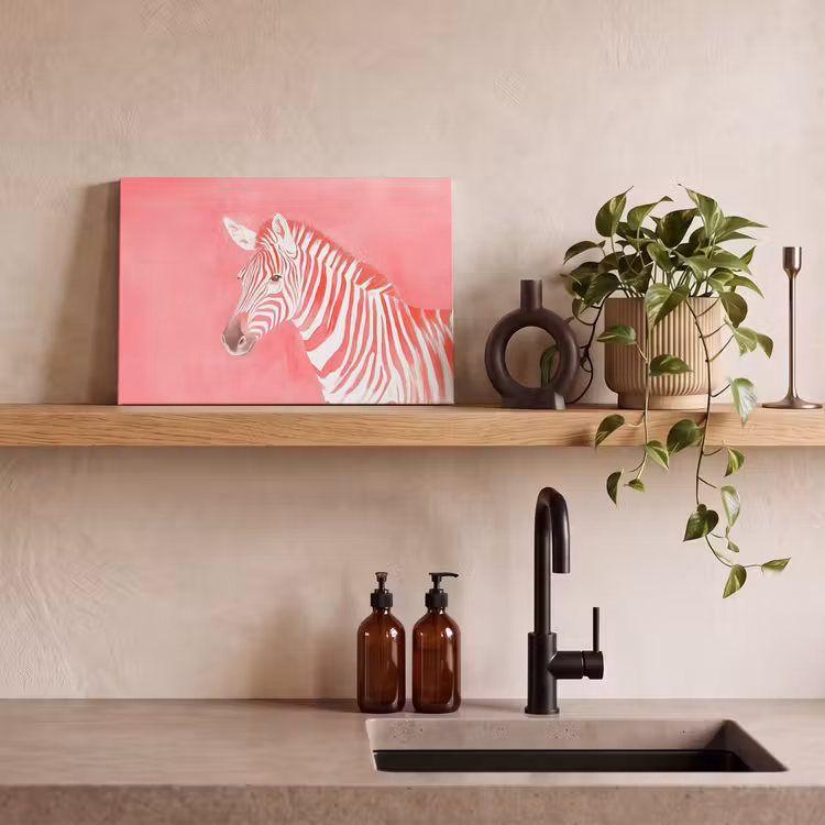 Canvas schilderij - Zebra - Pink - Verf — 3