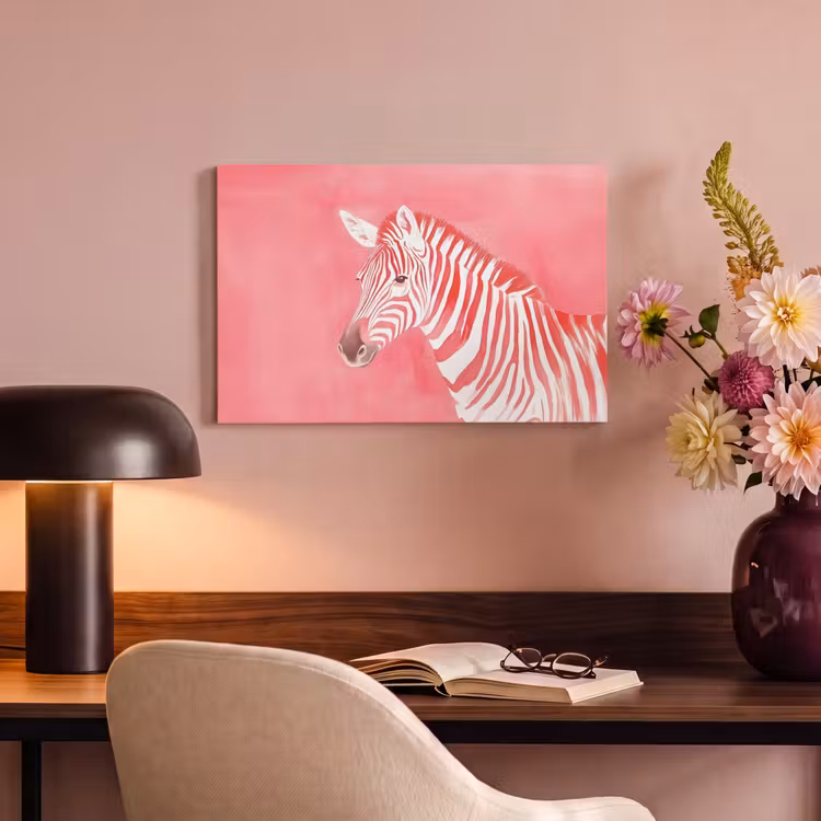 Canvas schilderij - Zebra - Pink - Verf — 4