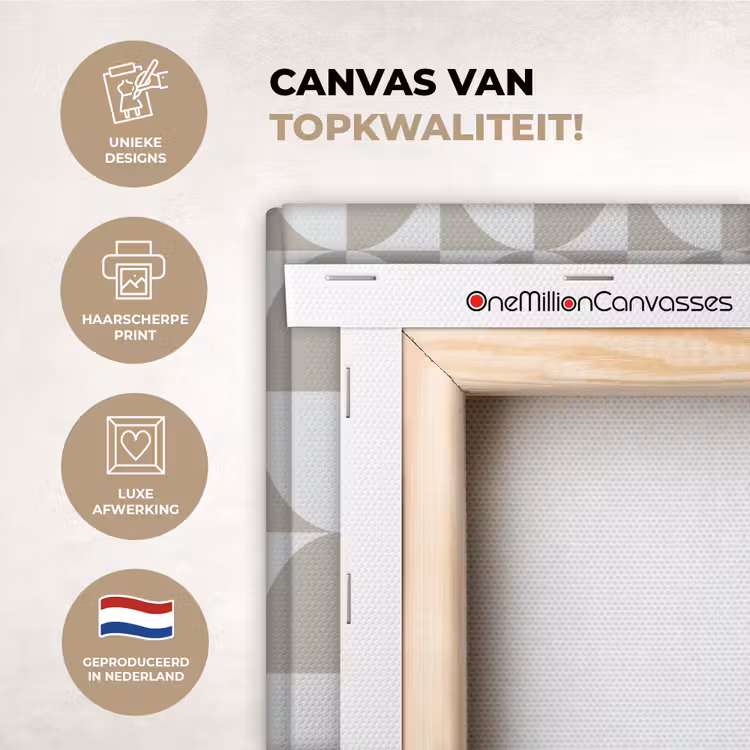 Canvas schilderij - Lichtgrijs - Wit - Vierkant - Rond — 1