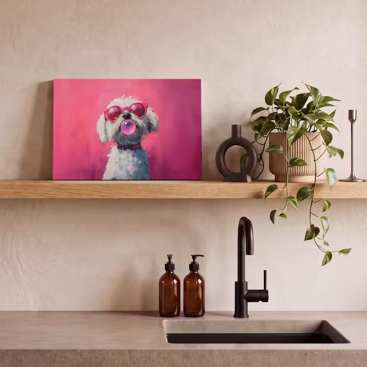 Canvas schilderij - Pink - Hond - Bubbel — 3