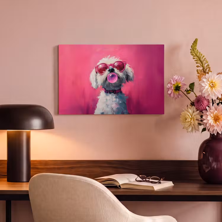 Canvas schilderij - Pink - Hond - Bubbel — 4