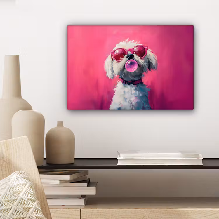 Canvas schilderij - Pink - Hond - Bubbel — 5
