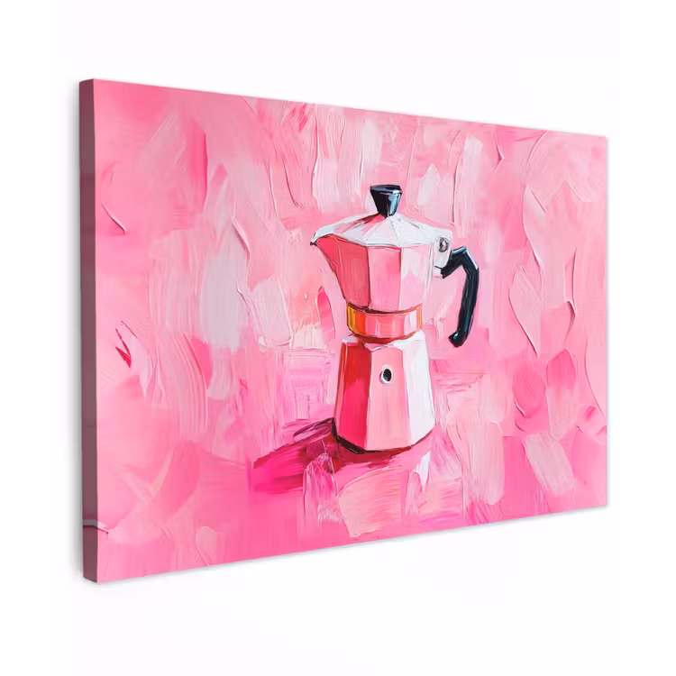Canvas schilderij - Roze - Verf - Coffee — 1