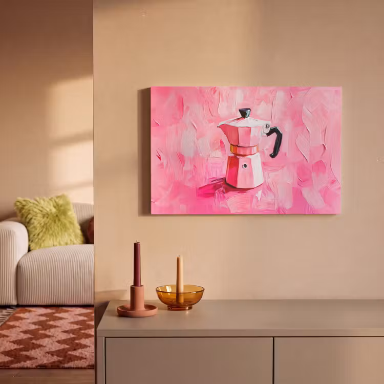 Canvas schilderij - Roze - Verf - Coffee — 2