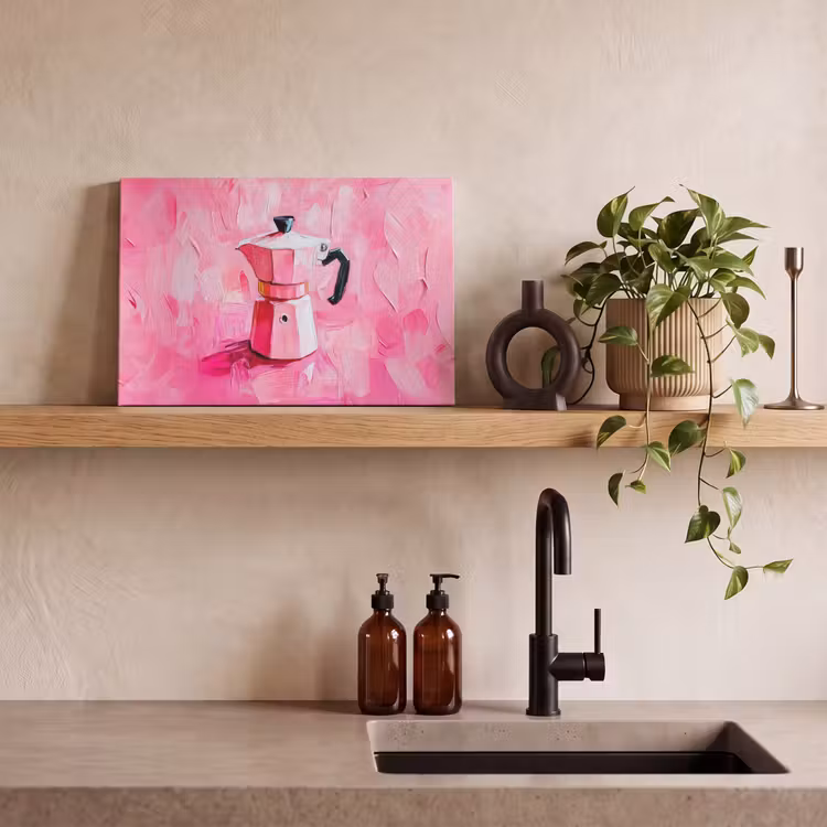 Canvas schilderij - Roze - Verf - Coffee — 3