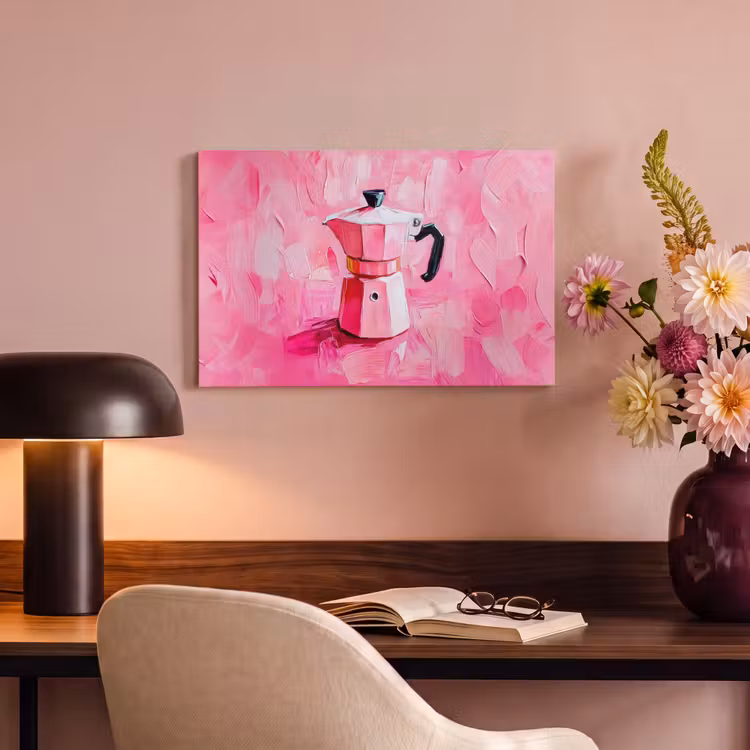 Canvas schilderij - Roze - Verf - Coffee — 4
