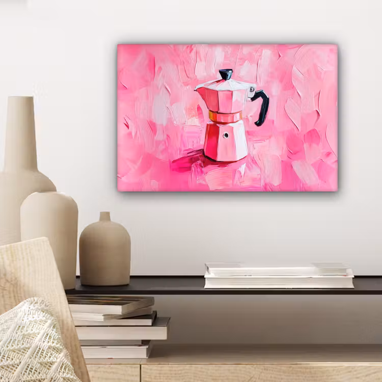 Canvas schilderij - Roze - Verf - Coffee — 5