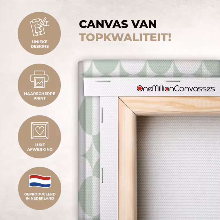 Canvas schilderij - Wit - Groen - Cirkels — 1