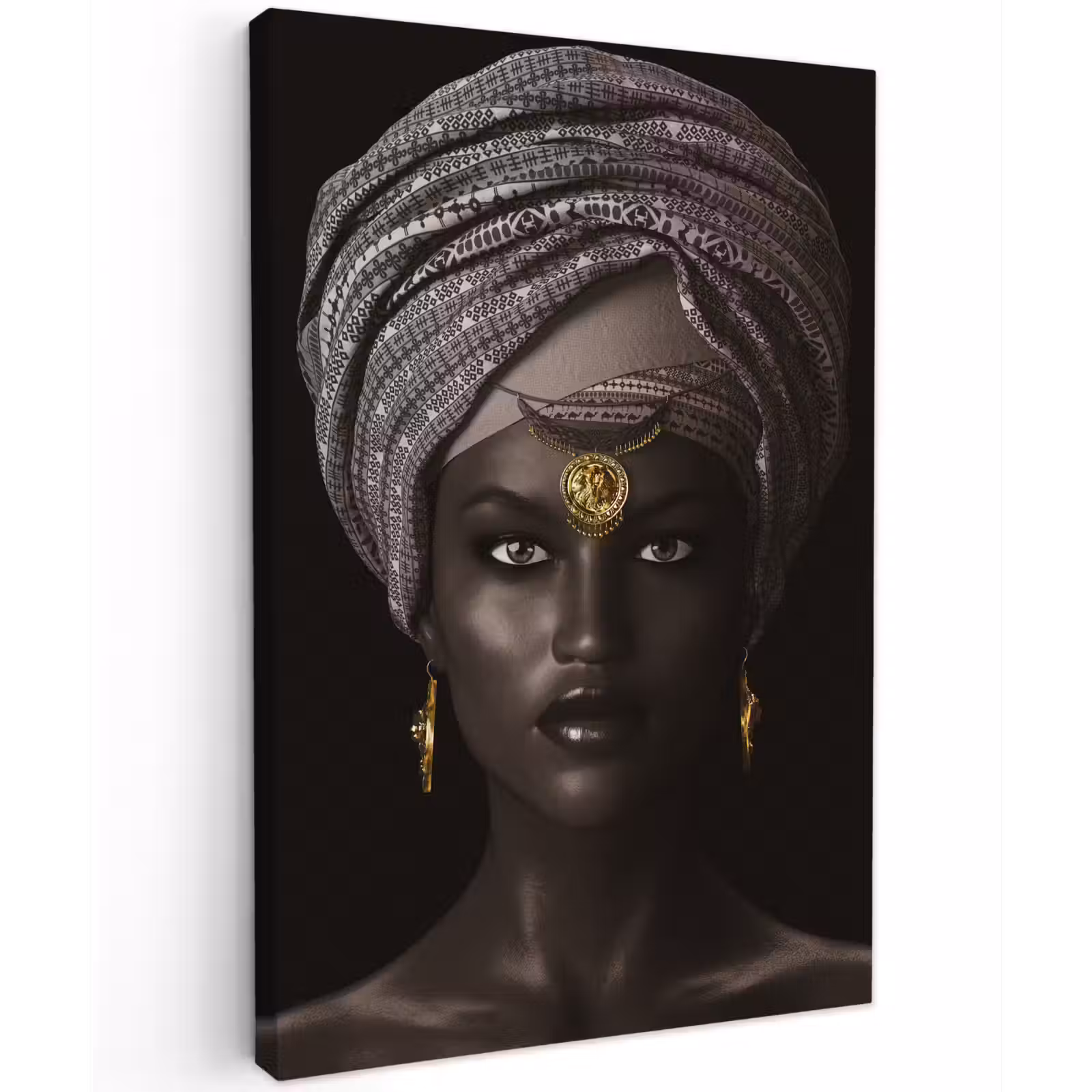 Canvas schilderij - Vrouw - Afrikaans - Goud — 1
