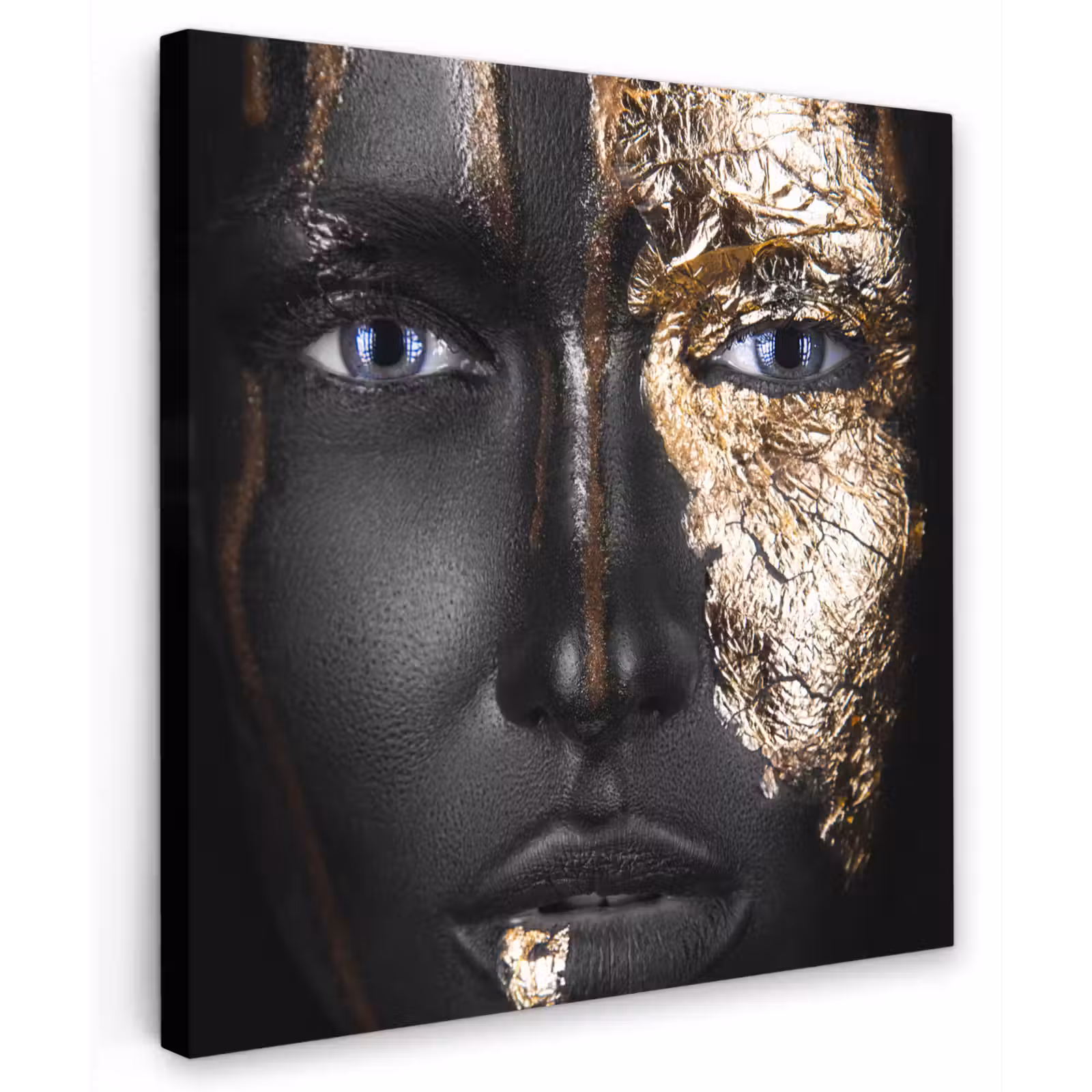 Canvas schilderij - Vrouw - Bladgoud - Black and Gold — 1