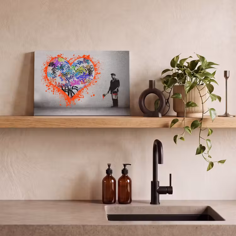 Canvas schilderij - Hart - Graffiti - Man - Regenboog — 3